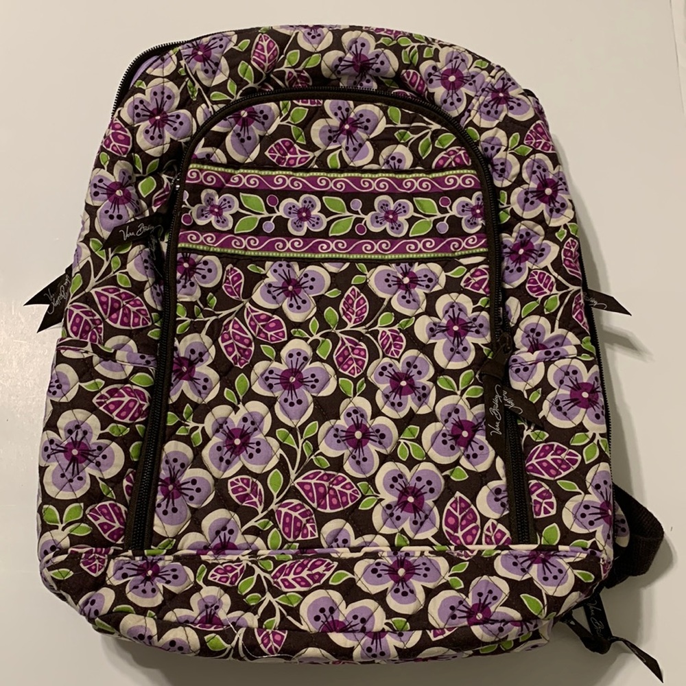 Vera Bradley Backpack with laptop sleeve in Plum Petals (retired)